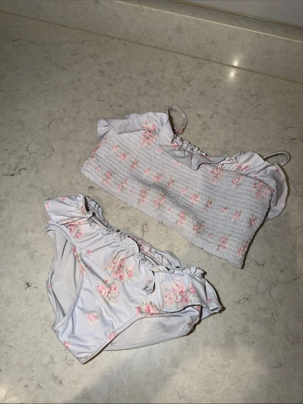 Love shack fancy Girls White Floral Ruffle Bikini Bottoms